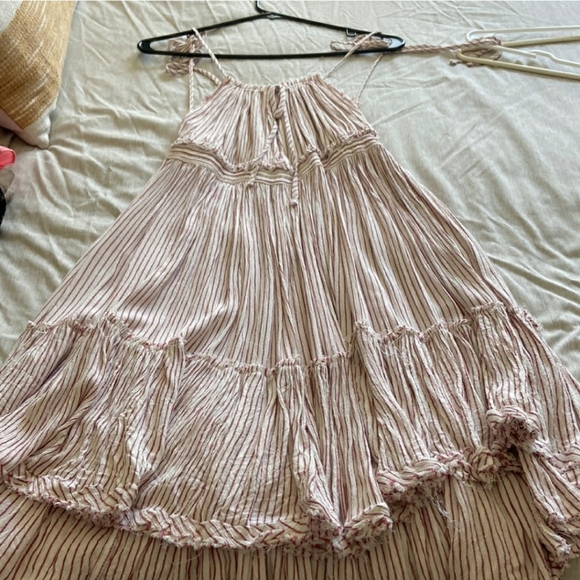 Candy Striper Frayed High Low Halter Dress - Small - Picture 2 of 4